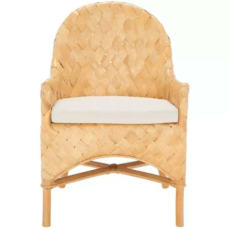Chorus Woven Dining Chair With Cushion - SEA7039 - Natural/White - Safavieh
