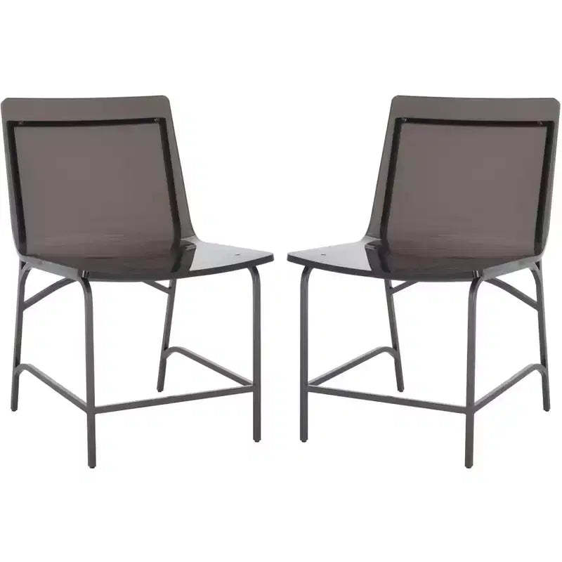 Bryant Acrylic Dining Chair (Set of 2) - SFV2566 - Smoke Grey/Gunmetal - Safavieh Couture