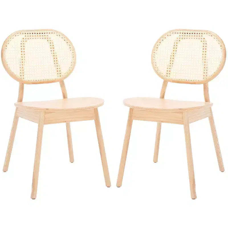 Kristianna Rattan Back Dining Chair (Set of 2) - SFV4127 - Natural - Safavieh Couture