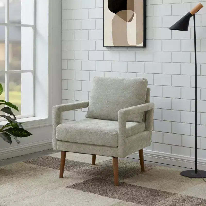 Okak Modern Mid-Century Accent Chairs, 2pcs with Wood Legs, Soft Cushion for Living Room and Bedroom