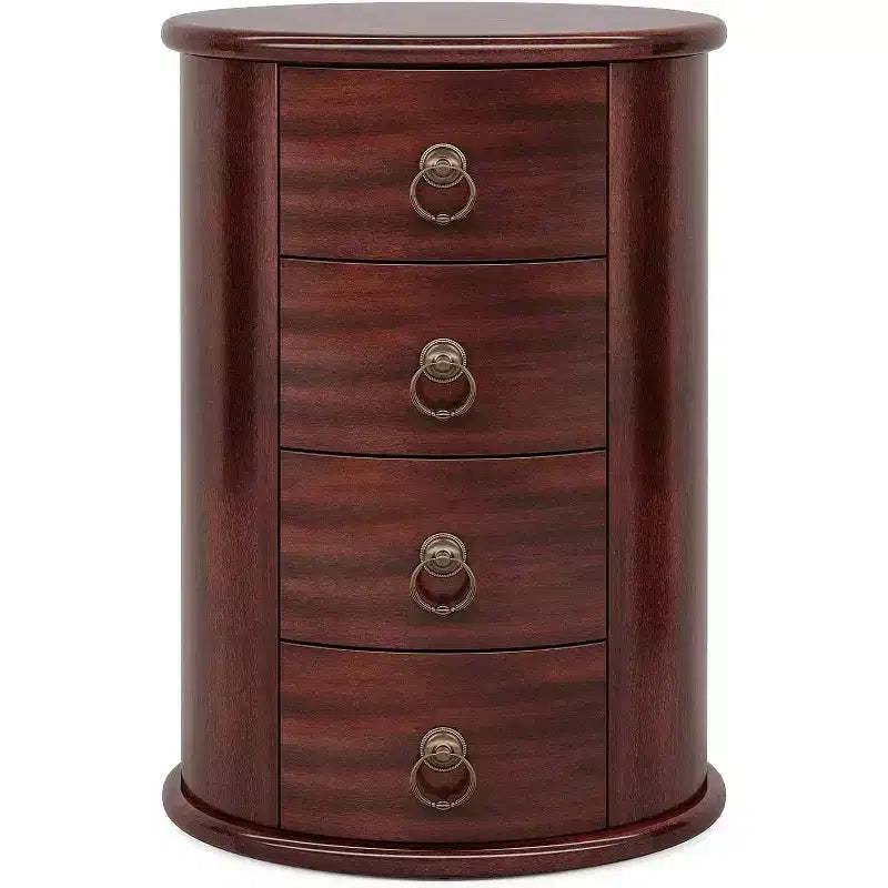 Lantine Fully Assembled End Table, Round Side Table with 4 Drawers for Living Room Bedroom