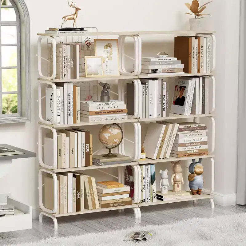 MAYEERTY C-Shaped Side Table, Wood End Table with Metal Frame Slide for Bedroom Living Room