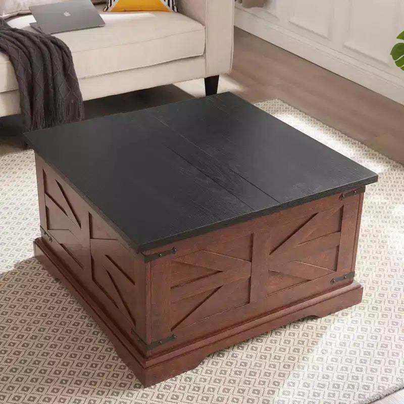 GDFStudio Alice 31.50 Square Storage Wood Coffee Table with Hinged Lift Top