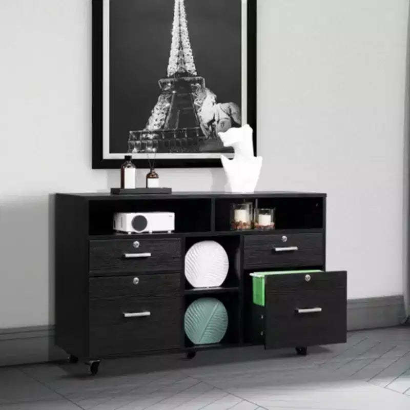 Karl Home 4-Drawer Black MDF 40.94in. W File Cabinet