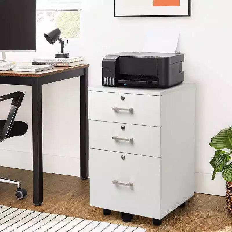 Karl Home 3-Drawer White MDF 19.69in. W Vertical File Cabinet