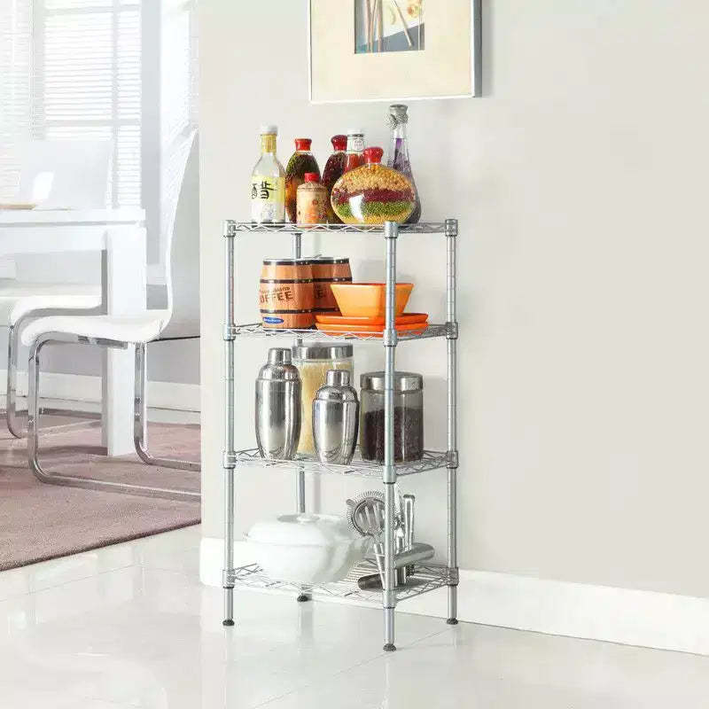 Karl Home Steel Metal Assembly 4-Shelf Storage Rack Silver