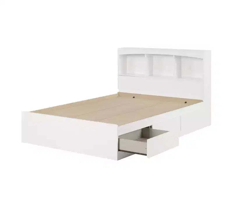 HomeStock 14.75 in.H Full Size White with Storage Beds made of Particle Board Bed Frame
