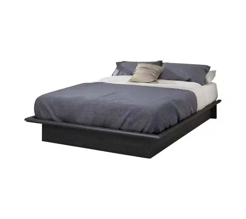HomeStock 9.75 in.H Full Size Gray with Platform Beds (No Headboard) made of Particle Board Bed Frame