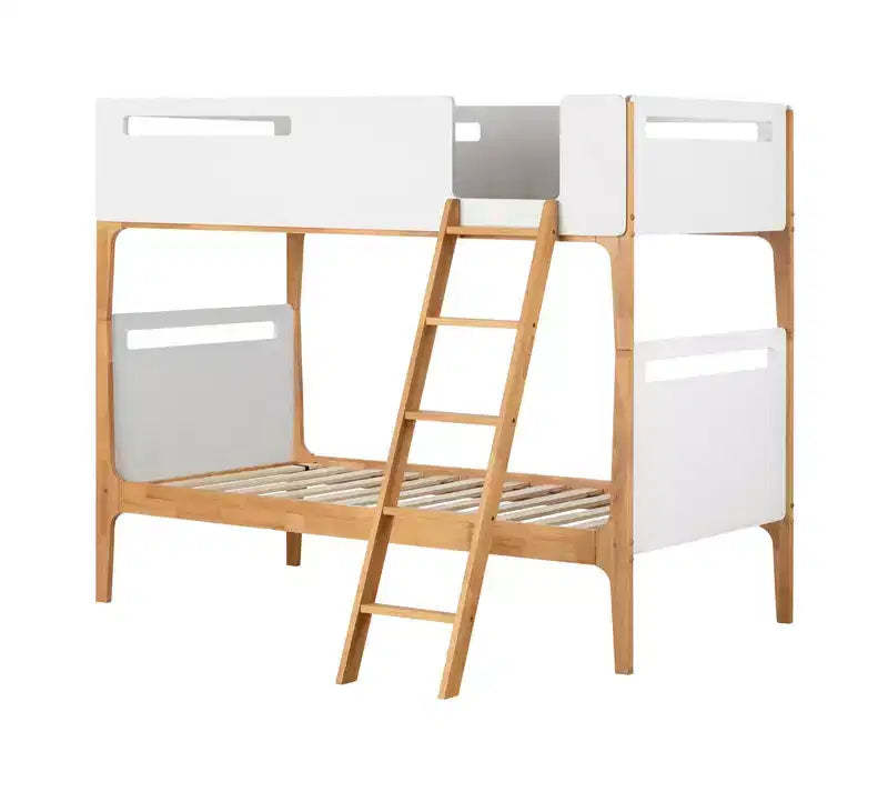 HomeStock Modern Bunk Bed White and Natural Bebble