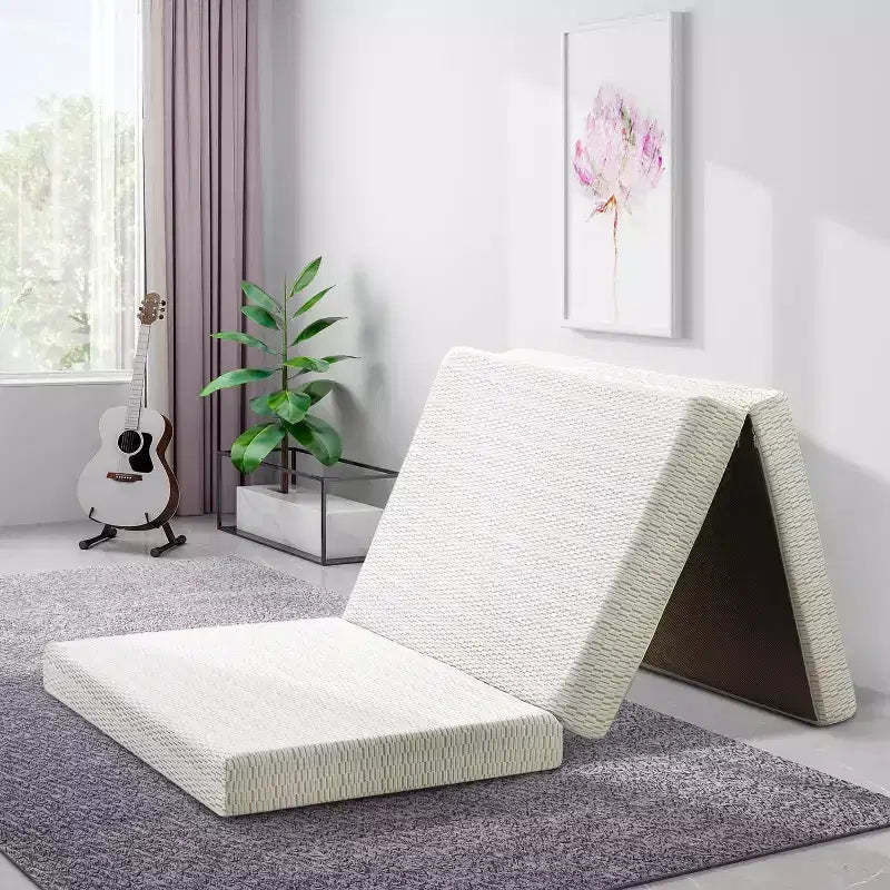 MUUEGM Tri-fold Memory Foam Mattress| Foldable Mattress with Washable Cover, CertiPUR-US Certified