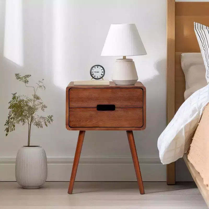 Karl Home 17.32in. W Mid-Century Solid Wood Nightstands For Bedroom
