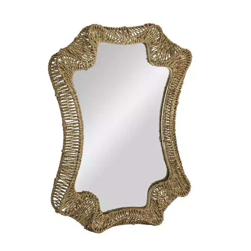 Storied Home Decorative Handwoven Cattail Wall Mirror