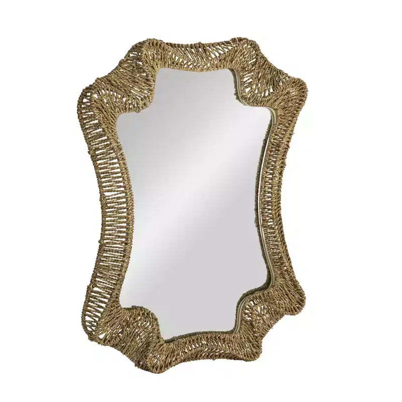 Storied Home Decorative Handwoven Cattail Wall Mirror