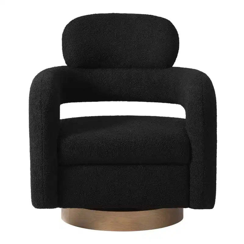 WestinTrends Alexandria Mid-Century Modern Faux Shearling Swivel Barrel Accent Chair
