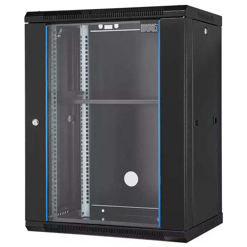 VEVOR 15U Wall Mount Network Cabinet, 500 lbs Max. Ground Load Capacity, Server Rack Cabinet Enclosure with Locking Tempered Glass Door, Side Panels