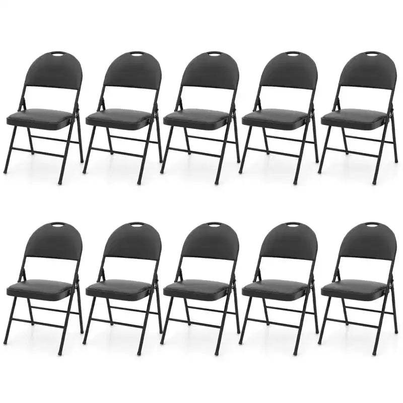 Costway 2/4/8/10/12 PCS Folding Padded Party Chairs with Metal Frame PVC Leather Stackable Chairs