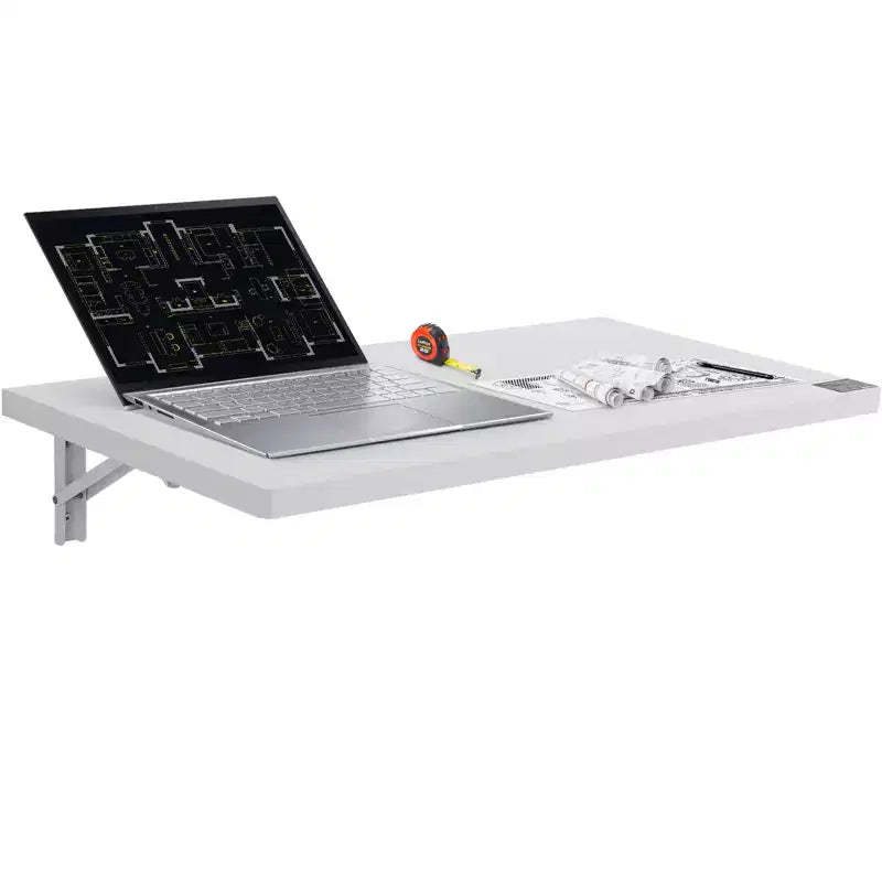VEVOR Wall Mounted Folding Table, 31.5 x 15.75 Wall Mount Drop Leaf Table, Floating Desk with Iron Bracket, Fold Down Desk