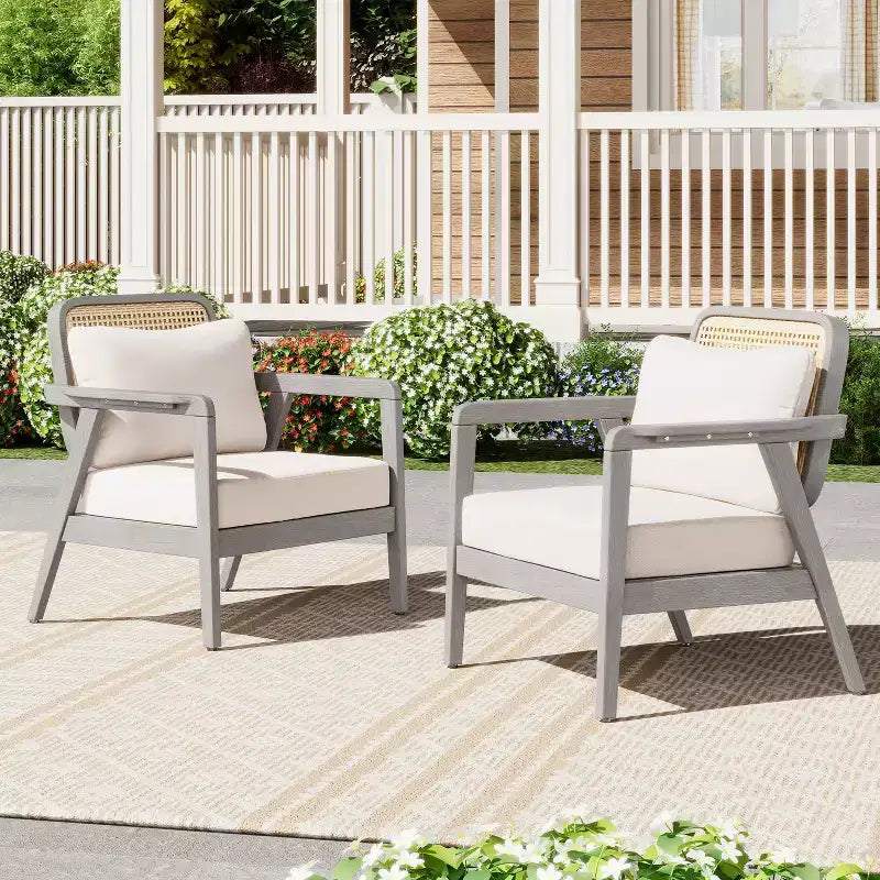 Christopher Knight Home Terry Patio Rustic Acacia Wood Club Chair with Water Resistant Cushions (Set of 2)