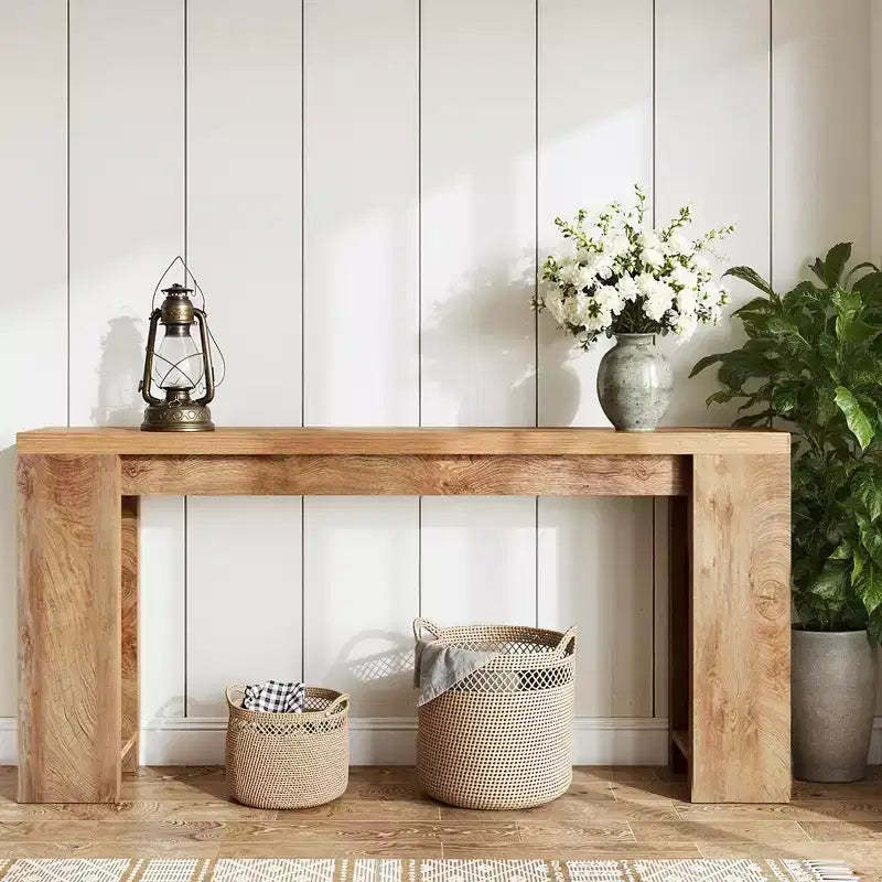 MAYEERTY Classic Farmhouse Style Console Table Thickened Board Robust Construction