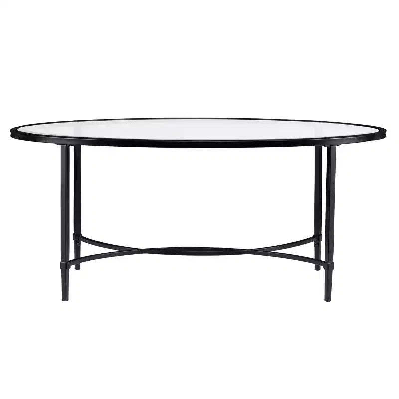 Quinton Metal/Glass Oval Cocktail Table - Black - SEI
