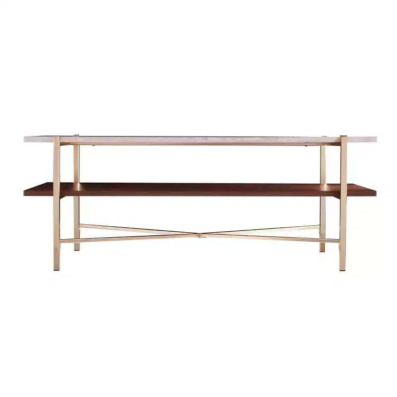 Ardmillan Rectangular Cocktail Table with Storage - Brass - SEI