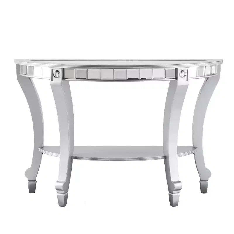 Lindsay Mirrored Demilune Console Table - Silver - SEI