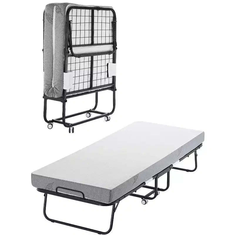 VEVOR Rollaway Bed, 31 in x 75 in Folding Bed with 5 in Mattress, Twin Size Foldable Bed with Sturdy Metal Frame & Memory Foam Mattress