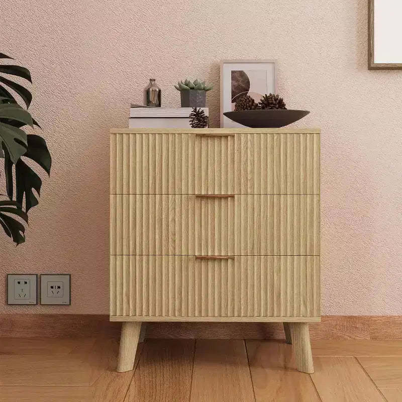 3 Drawer Dresser With Storage, Wooden 3 Chest of Drawers, Modern Minimalist Nightstand, Organizer Storage Cabinet for Living Room, Bedroom, Hallway