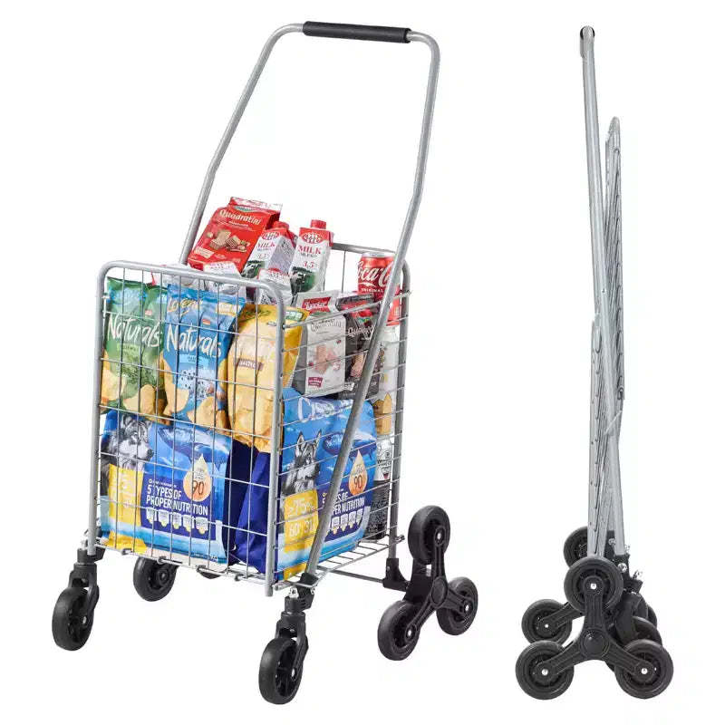 VEVOR Grocery Shopping Cart, 45L Stair Climbing Shopping Cart with 360 Rolling Swivel Wheels, Stair Climber Utility Cart with Tri-Wheels