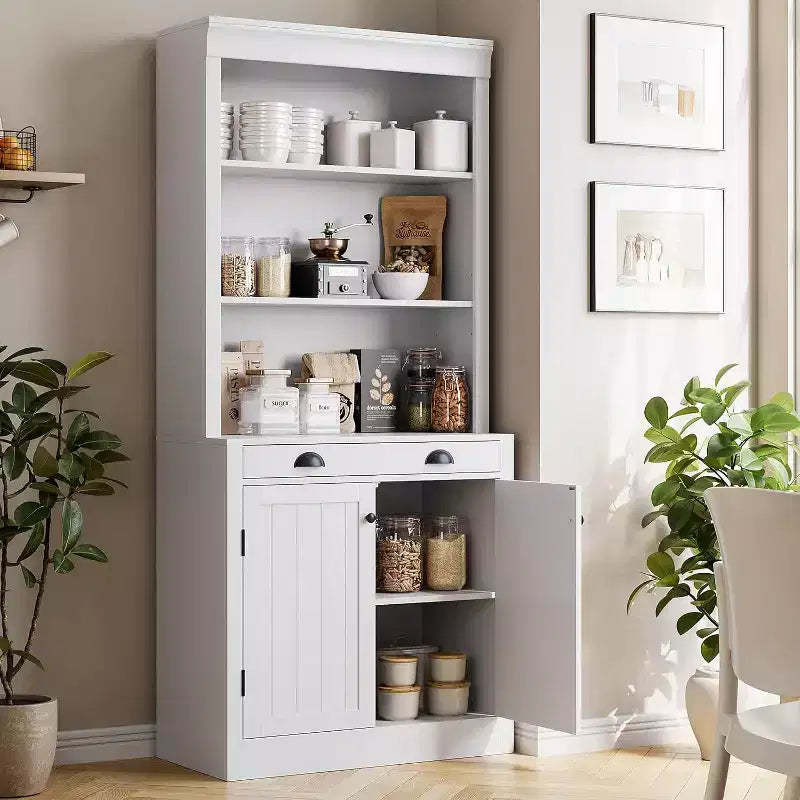 71 Tall Bookshelf and Bookcase with Drawer, Bookshelf with Door and 2 Drawers, Wood Bookshelves Storage Cabinets for Home, Office, Living Room