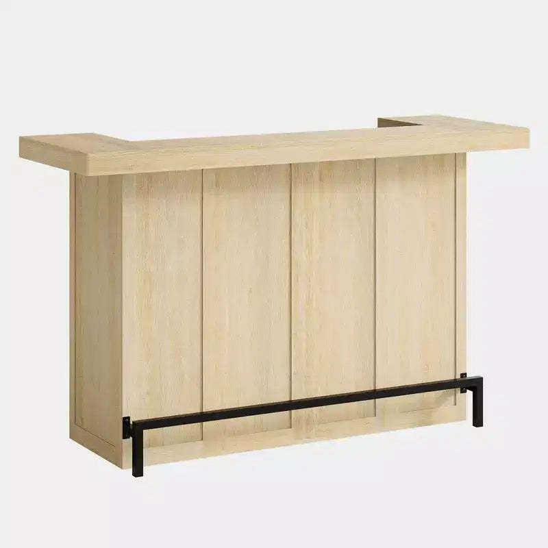 Lantine 70.9-Inch Modern 4-Tier Bar Table Home Bar Cabinet with Glass Holder and Black Footrest