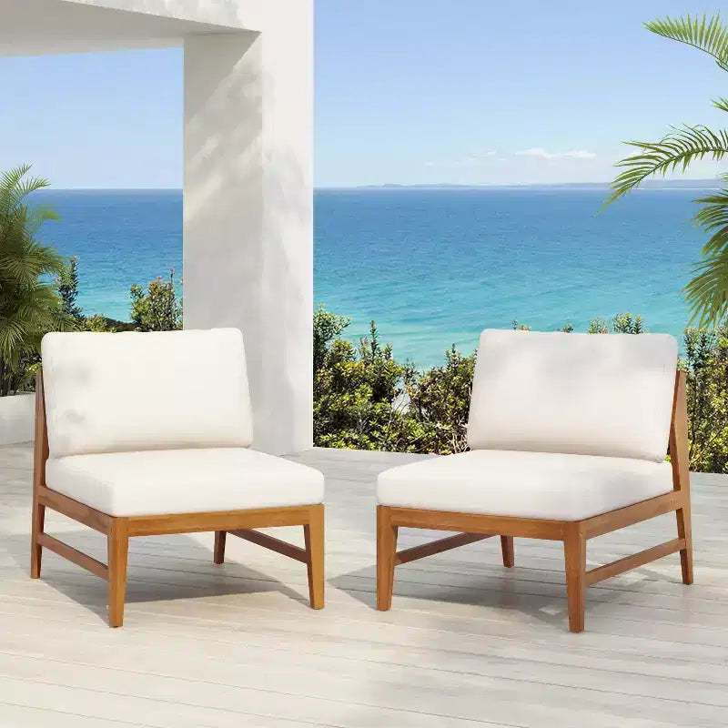 Christopher Knight Home Simms Outdoor Acacia Wood Armless Chair with Open Slatted Back (Set of 2)