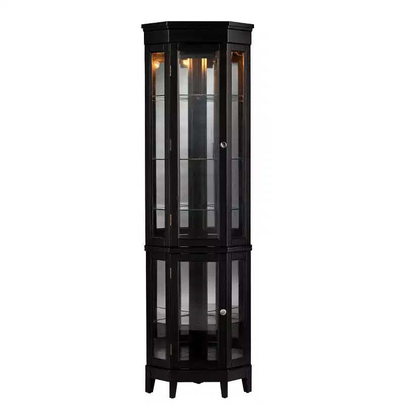 Essex Corner Curio Cabinet - Black - SEI