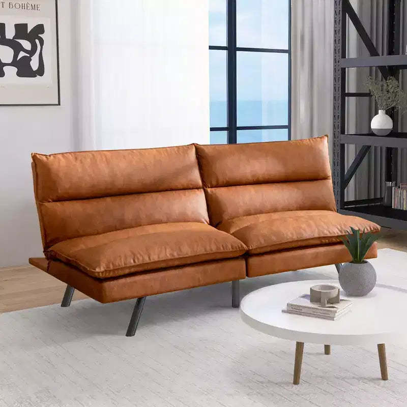 Dyonery 71.3 in Convertible Futon Sofa Bed,Memory Foam Futon Couch with Adjustable Backrest,Folding Small Loveseat Sleeper Recliner for Living Room