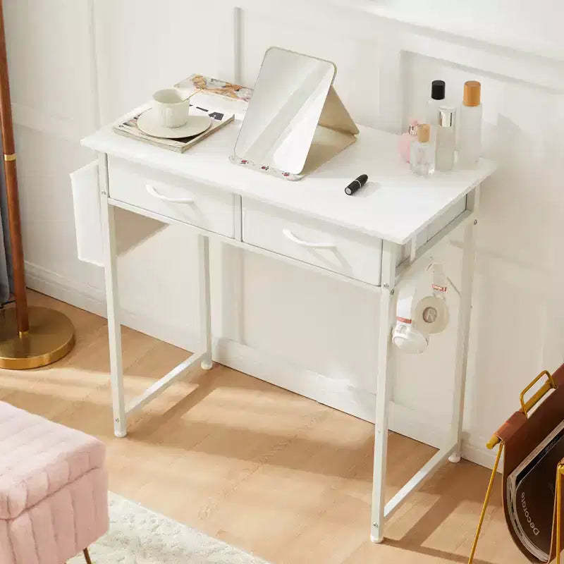 MAYEERTY 32in Adjustable Small Computer Desk, Metal Writing Study Table with Storage and Headphone Hook, Home Office