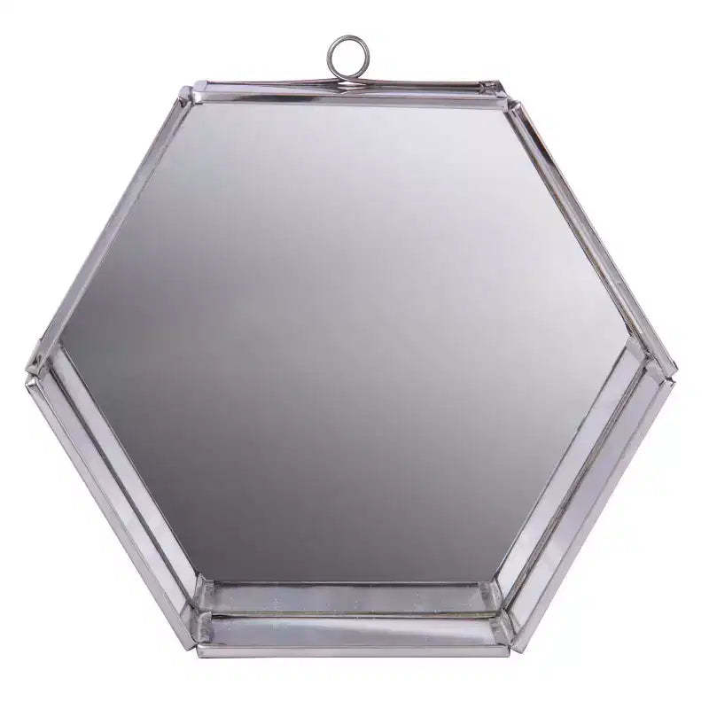 HomeRoots 8 Silver Hexagon Steel Framed Accent Mirror