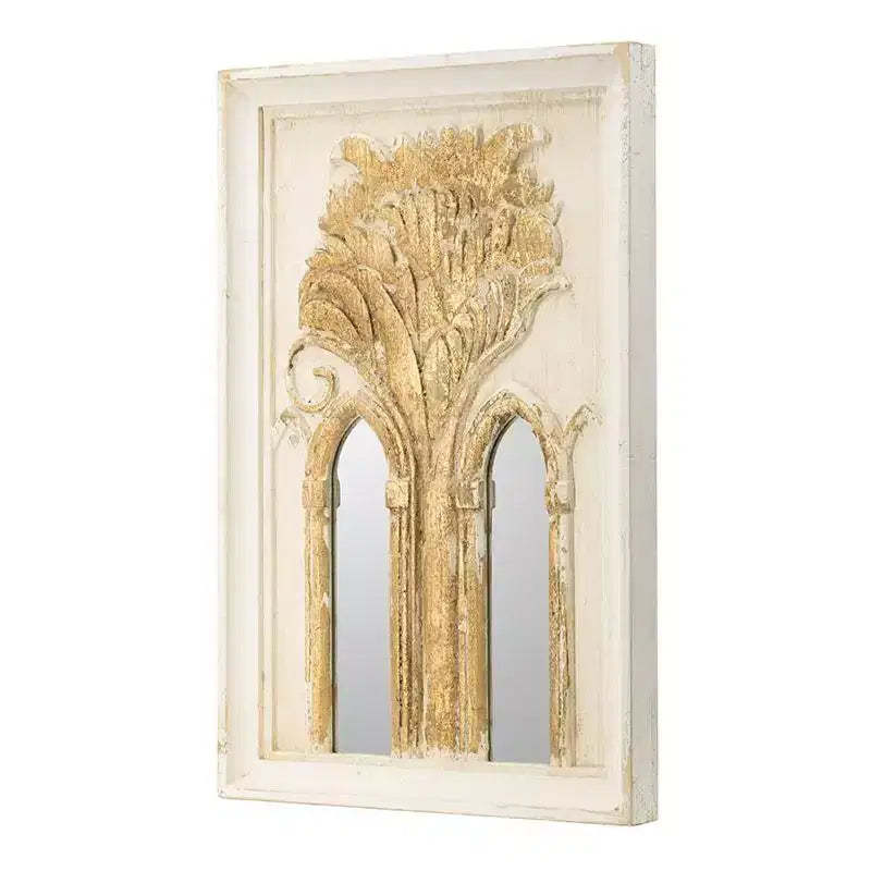 HomeRoots Set of Two 30 White and Gold Wood Framed Accent Mirrors