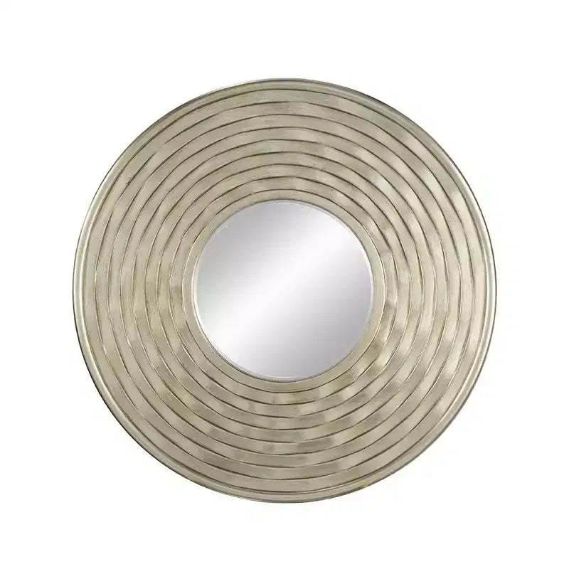 HomeRoots 31 Silver Round Dimensional Thick Frame Accent Mirror
