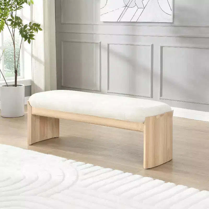 Christopher Knight Home Bellomy Modern 51.5 Inch Rubberwood Upholstered Ottoman