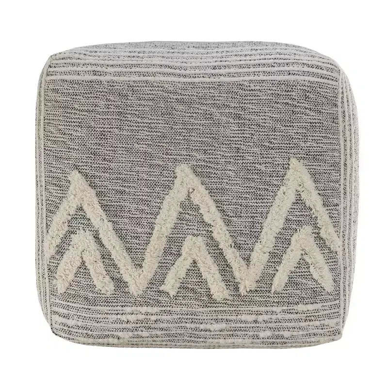 HomeRoots 16 Gray Fabric Pouf Ottoman