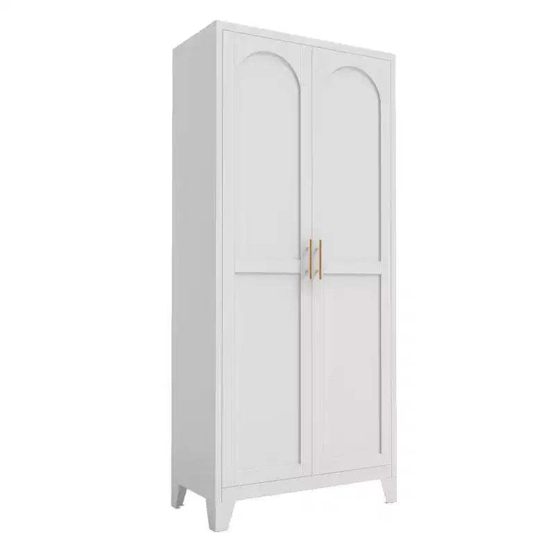 Chic Crate 71'' 2 Shapely-Door Metal Cabinet  Adjustable Shelves for Bedroom/Living/Kitchen (White)
