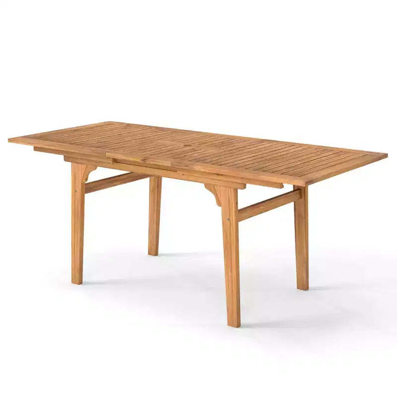 Costway Expandable Outdoor Dining Table 55-71 Acacia Wood Patio Table for 6-8 Person