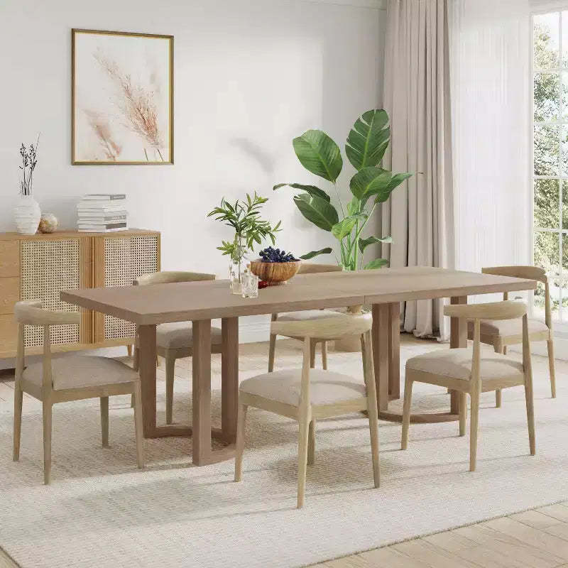 Christopher Knight Home Dason 7 Piece Mid-Century Modern Dining Set with Upholstered Chairs and Minimalist Table