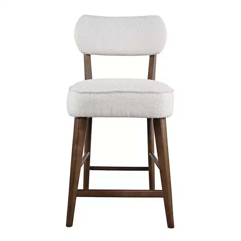 Jofran,Wes Mid-Century Modern Boucle Upholstery Counter Barstool (Set of 2)