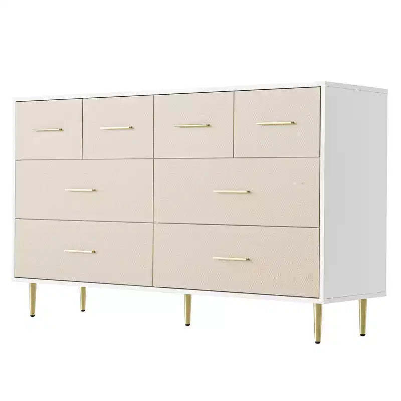 Modern White Nightstand for Bedroom, 8 Drawer Dresser, Small Bedside Table Night Stand, Wooden Nightstand with Drawers for Bedroom, Living Room