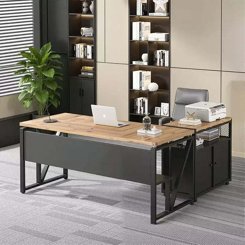 MAYEERTY Computer Desk L Shaped 55x63in Executive Desk and Mobile File Cabinet