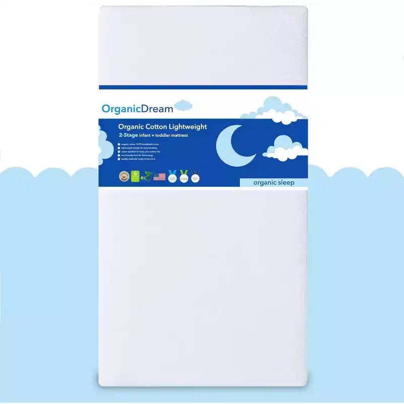 Organic Dream Certified Organic Cotton Lightweight 2-Stage Crib & Toddler Mattress