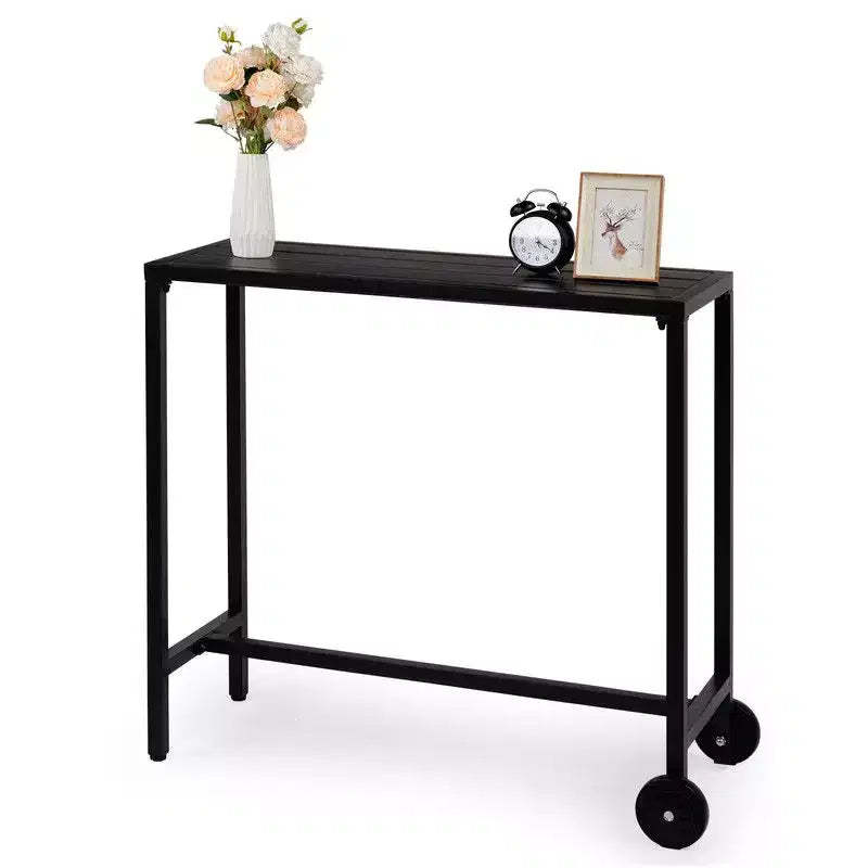 Karl Home Rectangle Outdoor Bar Table With Wheels