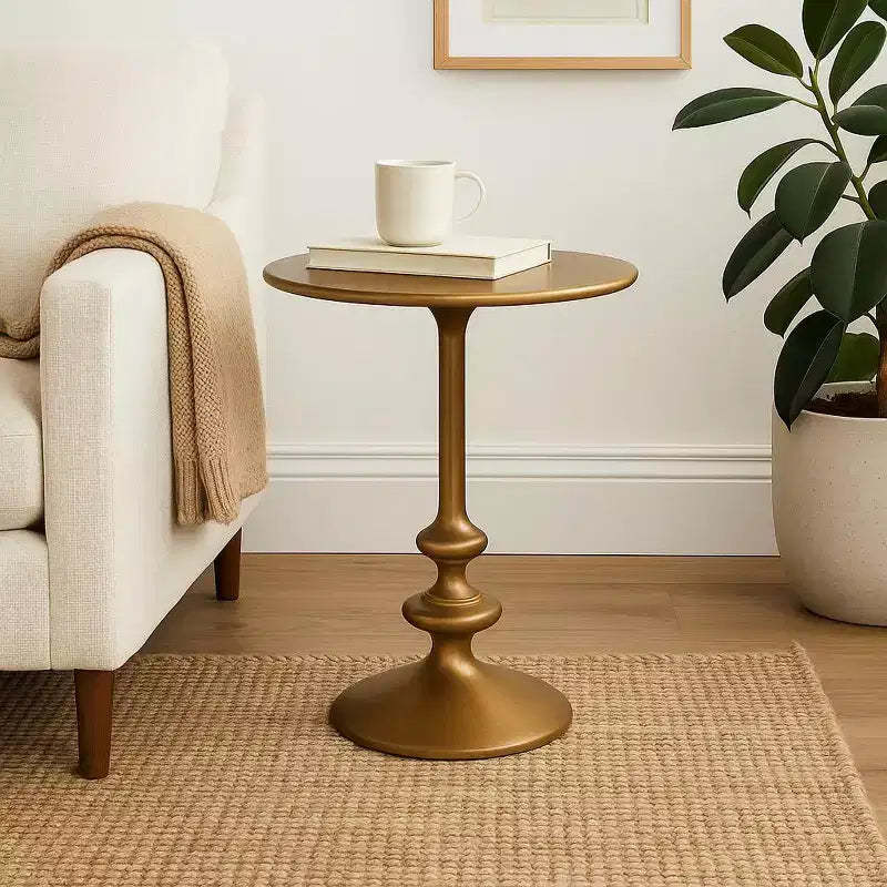 GDFStudio Roderick Modern 22 Gold Polished Aluminum Round End Table