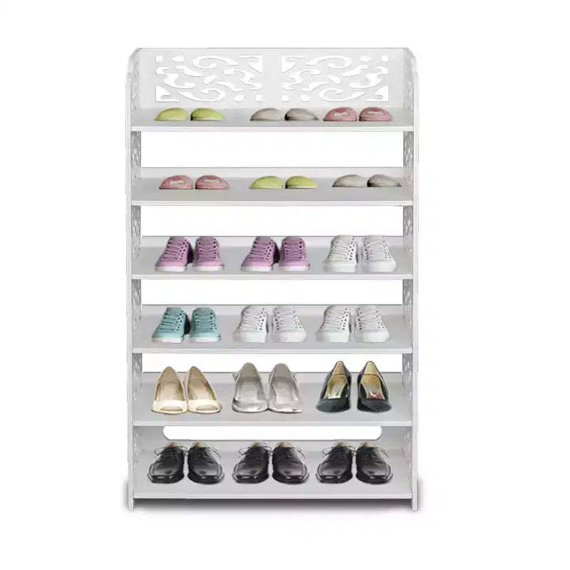 Karl Home 6-Tier White Wood 24.21in. W Shoe Rack